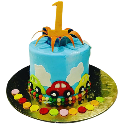 "Designer Car Theme Semi Fondant Cake -5 Kg (Cake Magic) - Click here to View more details about this Product